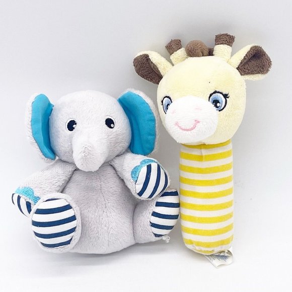 Garanimals Infant Plush Elephant And Giraffe Rattle Grabbers JungleTheme Lot 2 - Picture 2 of 9